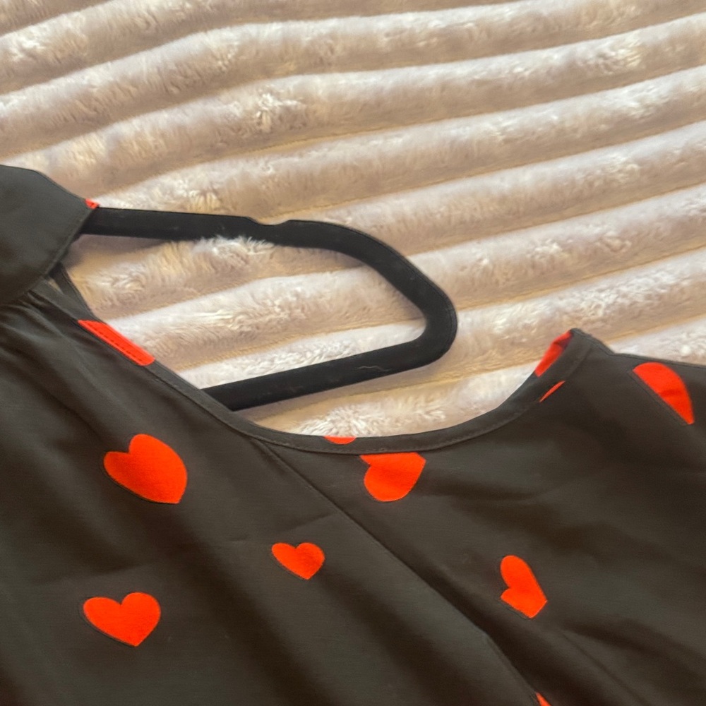 SHEIN Black and Red Heart Blouse - Picture 7 of 9